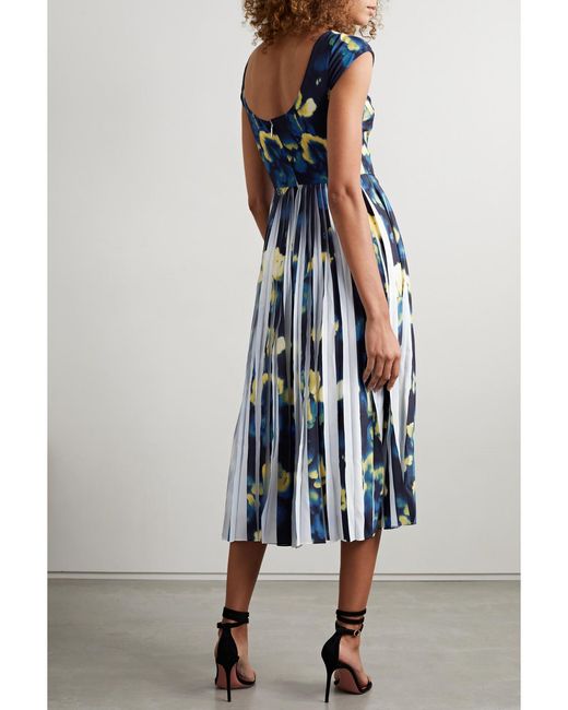 Jason Wu Blue Pleated Printed Crepe Midi Dress