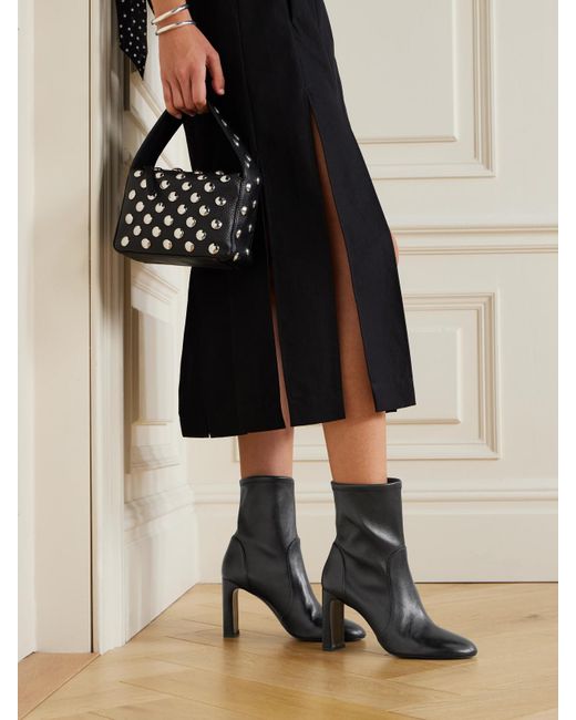 Stuart Weitzman Black Babette Leather Ankle Boots