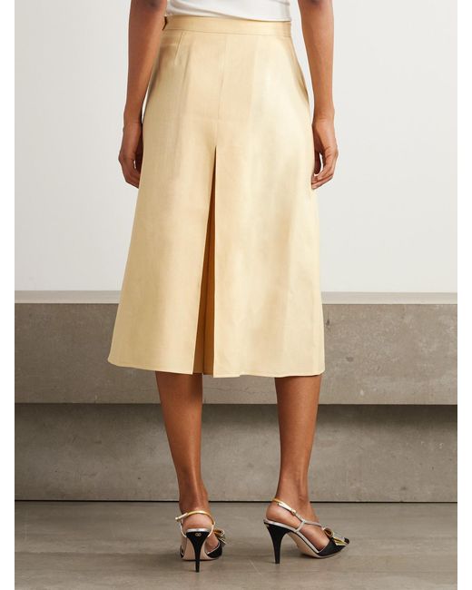 Valentino Garavani Natural Layered Canvas Wide-Leg Pants