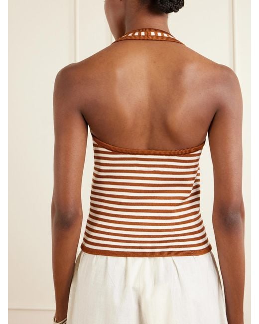 Calle Del Mar Gray Halterneck Striped Knitted Top