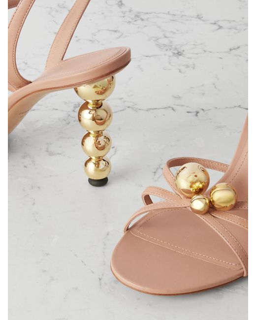 Ferragamo Metallic Karina Sandalen Aus Leder Mit Verzierungen