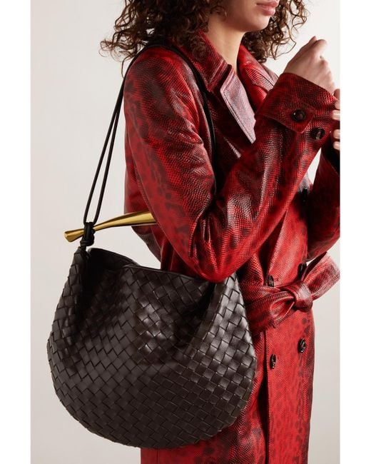 Bottega Veneta Black Sardine Medium Intrecciato Leather Shoulder Bag