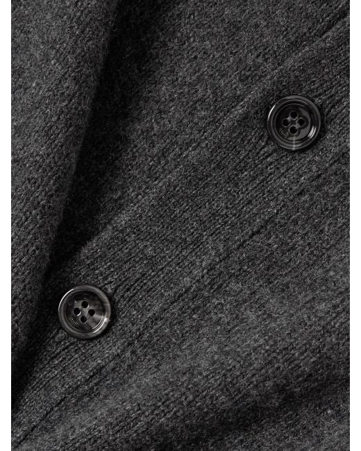 AMI Gray Embroidered Cashmere And Wool-Blend Cardigan