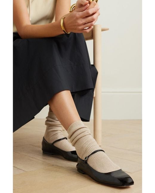 Johnstons Natural Set Of Three Ribbed Cashmere-Blend Socks