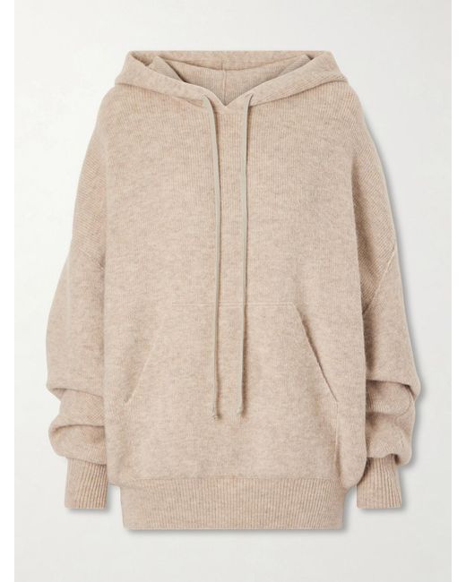 Rick Owens Natural Hun Wool-Blend Hoodie