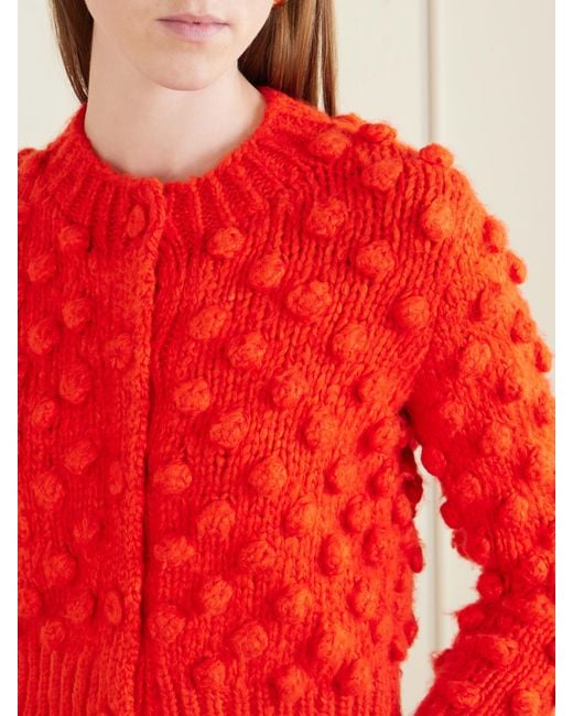 Suzie Kondi Red Juno Cropped Knitted Cotton And Silk-Blend Cardigan