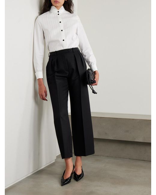 Loro Piana White Hadiya Pleated Cotton-Poplin Shirt