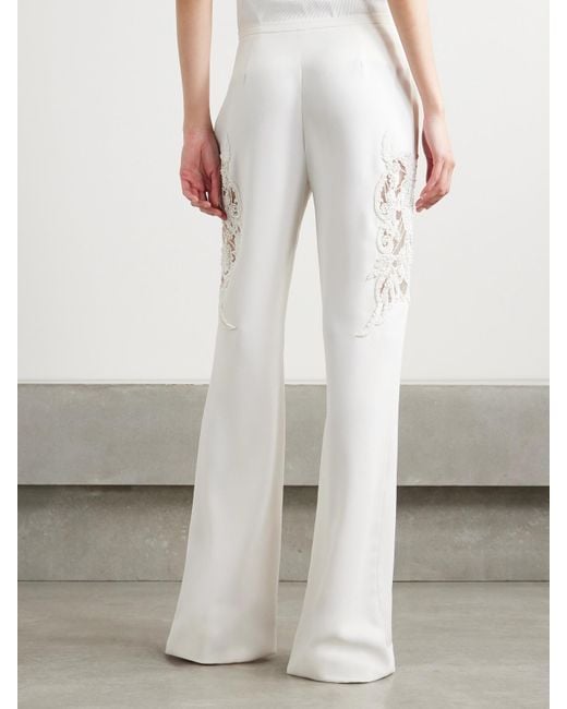 Zuhair Murad White Schlaghose Aus Cady Mit Verzierungen
