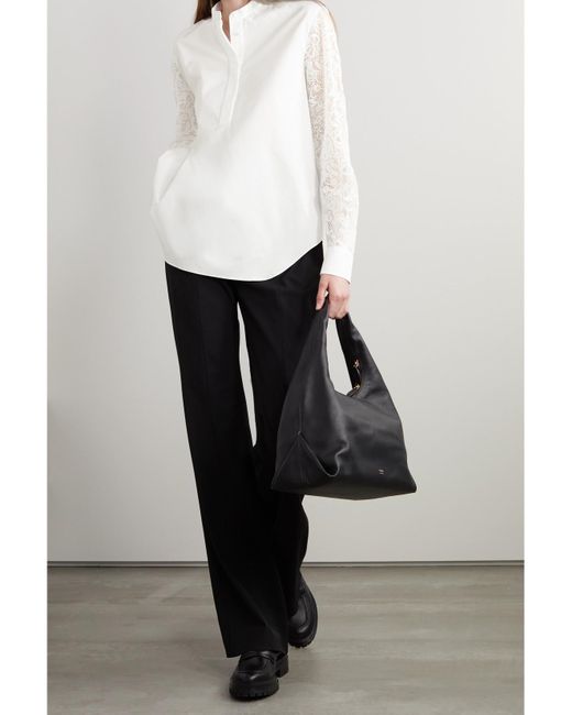 Loro Piana White Ide Hemd Aus Baumwollpopeline Und Guipure-Spitze