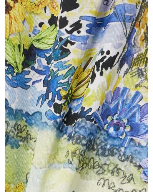 Mary Katrantzou Blue Elsa Embroidered Floral-Print Twill Mini Dress