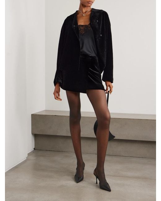 LeKasha Black Skarduv Mini-Wickelrock Aus Samt