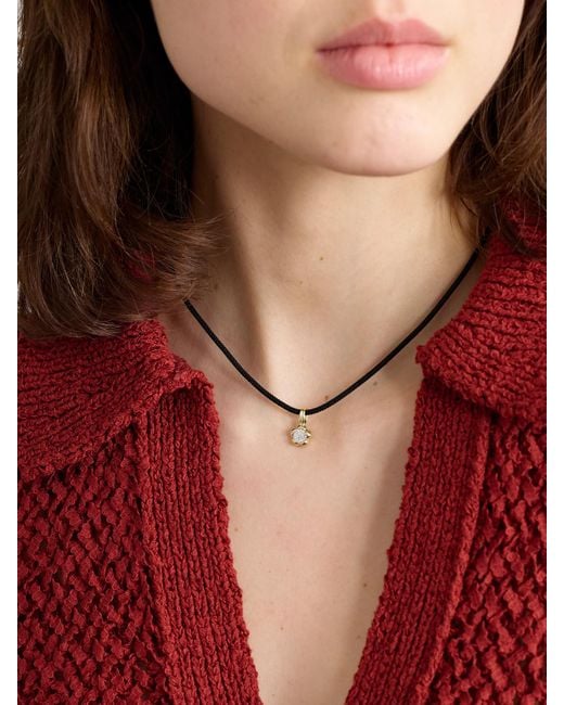STONE AND STRAND Natural Crosby 10-Karat, Cord And Diamond Choker