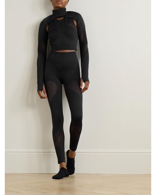 Adidas By Stella McCartney Black Truestrength Leggings Aus Recyceltem Stretch-Jersey Mit Eingewebtem Logo