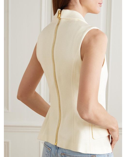 Balmain Natural Button-Embellished Jacquard Vest