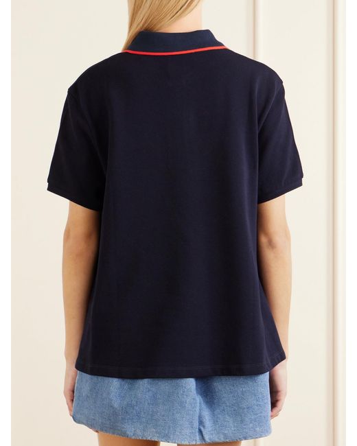 Loewe Blue Anagram-Embroidered Cotton-Piqué Polo Shirt