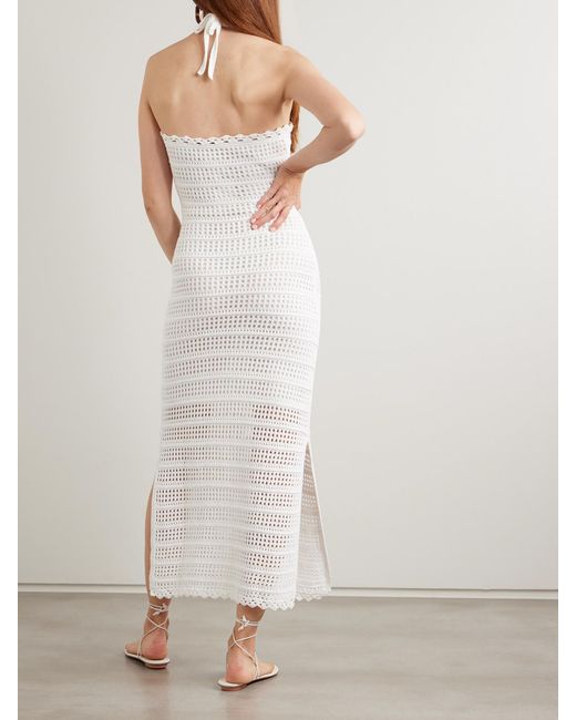 Jonathan Simkhai White Cutout Crocheted Cotton-Blend Halterneck Maxi Dress