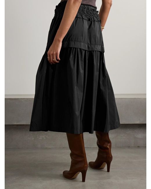Jupe Midi En Taffetas À Smocks Belen Sea en coloris Black