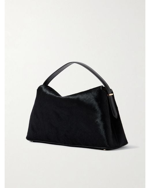 Totême  Black T-Lock Leather-Trimmed Pony Hair Shoulder Bag