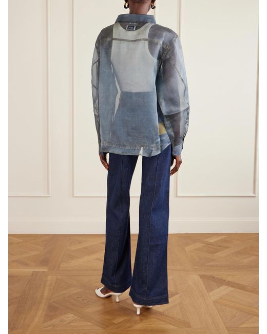 Haikure Blue Maya Printed Silk-Organza Shirt