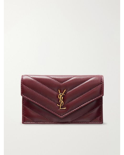 Saint Laurent Purple Cassandre Matelassé Leather Cardholder