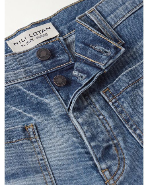 Nili Lotan Blue Florence Distressed High-Rise Flared Jeans