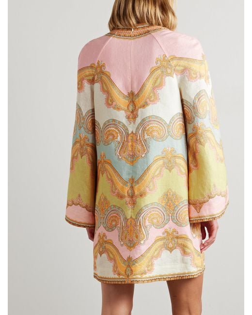 【Zimmermann】Maxine printed linen mini dress Zimmermann Maxine Printed Linen Mini Dress in Natural | Lyst