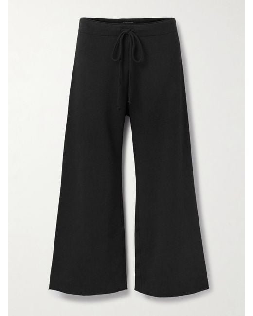 Nili Lotan Black Kiki Cropped Voile-Trimmed Cotton-Jersey Track Pants