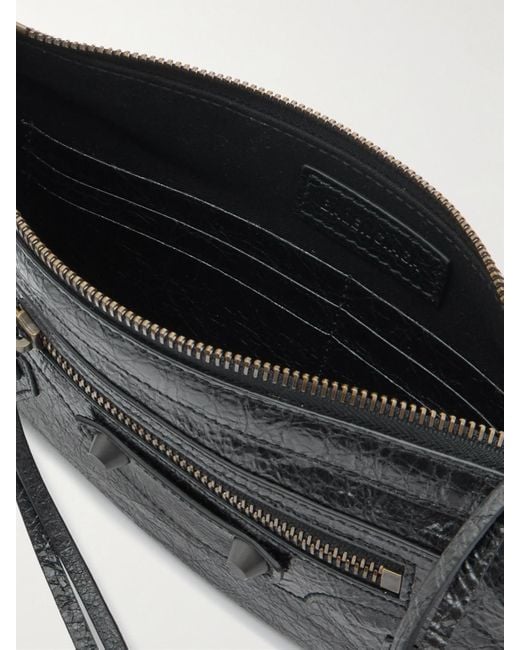 Balenciaga Black Le City Schultertasche Aus Strukturiertem Leder Mit Verzierungen