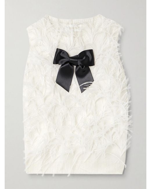 ShuShu/Tong Natural Feather- And Satin-Trimmed Wool-Blend Sweater