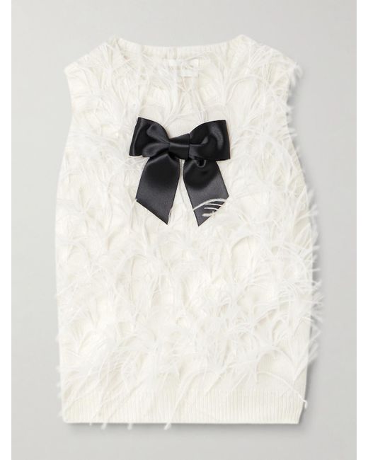 ShuShu/Tong Natural Feather- And Satin-Trimmed Wool-Blend Sweater