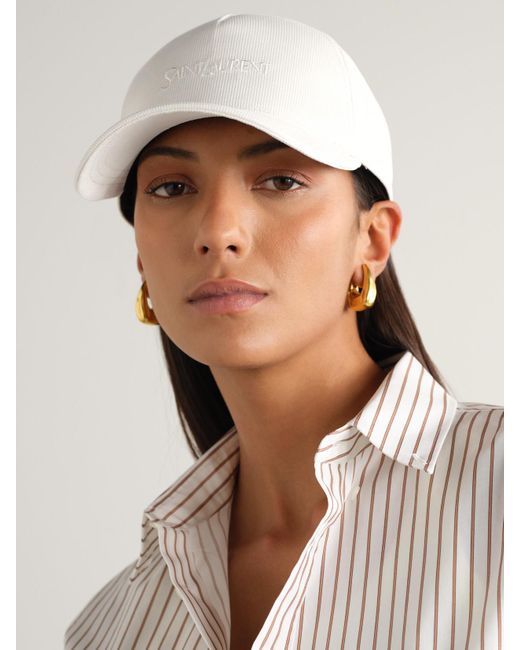 Saint Laurent Natural Embroidered Cotton-Corduroy Baseball Cap