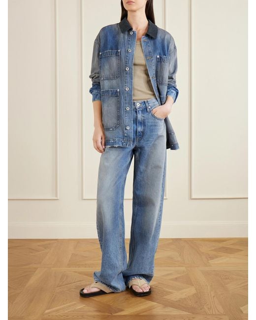 SLVRLAKE Denim Blue Worker Corduroy-Trimmed Denim Jacket
