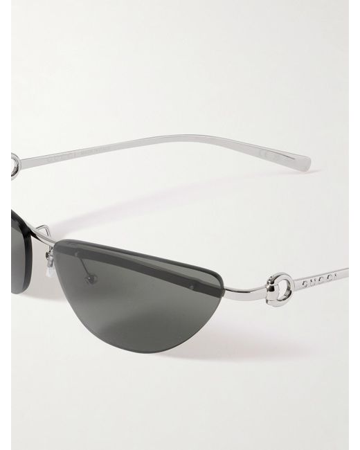 Gucci Metallic Cat-Eye Rimless-Tone Sunglasses