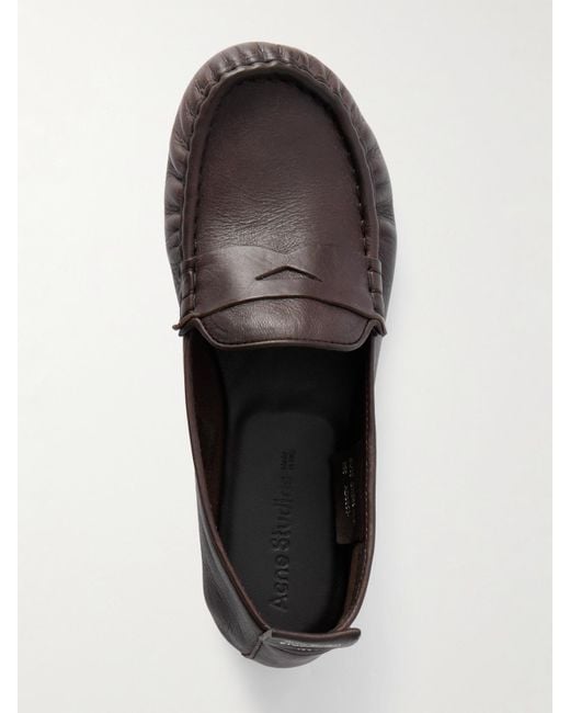 Mocassins En Cuir Texturé Acne en coloris White