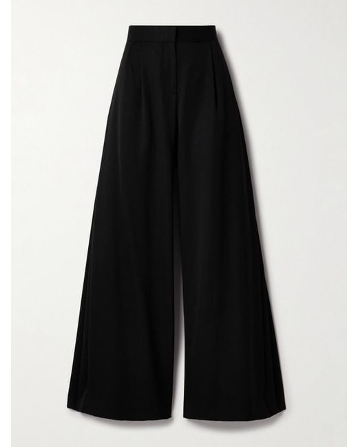 The Row Black Paras Pleated Wool-Twill Wide-Leg Pants