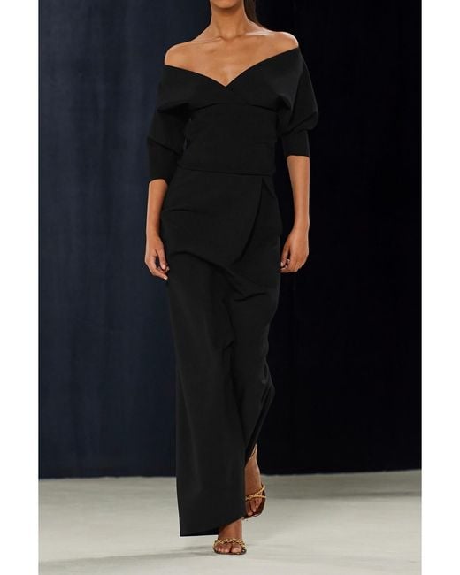 Ferragamo Black Layered Wool-Blend Blouse
