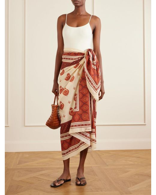 Johanna Ortiz White Spirit Of The Rider Printed Cotton Pareo