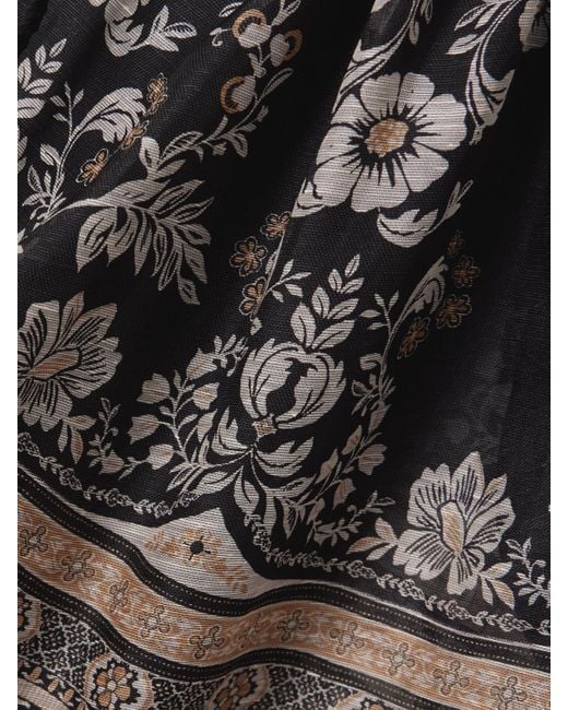 Mini-Robe En Organza De Lin Et De Soie Mélangés À Imprimé Fleuri Et À Ceinture Balance Zimmermann en coloris Black