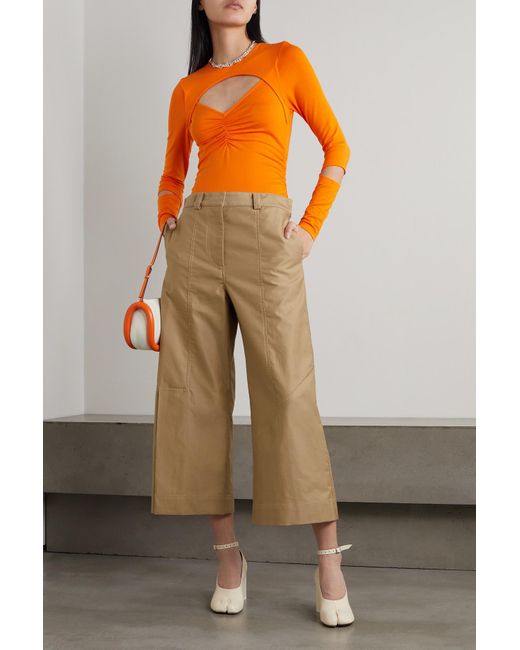 JW Anderson Cropped Cotton Wide-leg Pants in Natural | Lyst