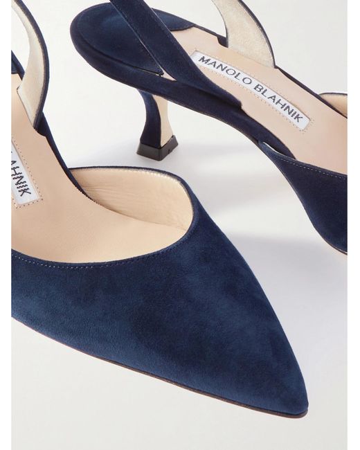 Manolo Blahnik Blue Carolyne 50 Slingback-Pumps Aus Veloursleder