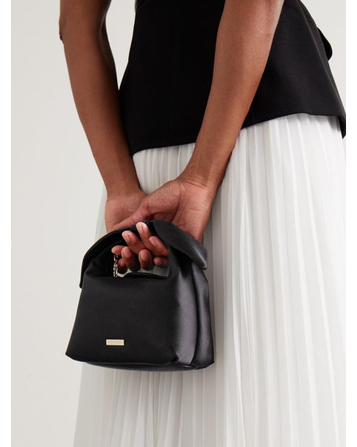 Aquazzura Black Bow Tie Mini Satin Tote