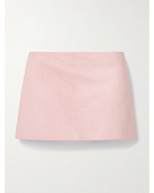 Khaite Pink Jett Suede Mini Skirt