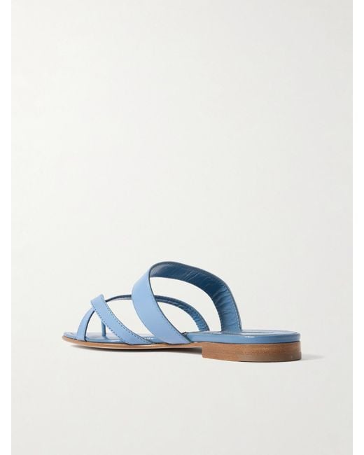 Manolo Blahnik Blue Susa Leather Sandals