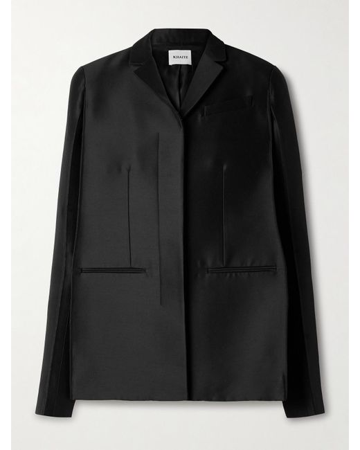 Khaite Black Crittan Wool And Silk-Blend Faille Blazer