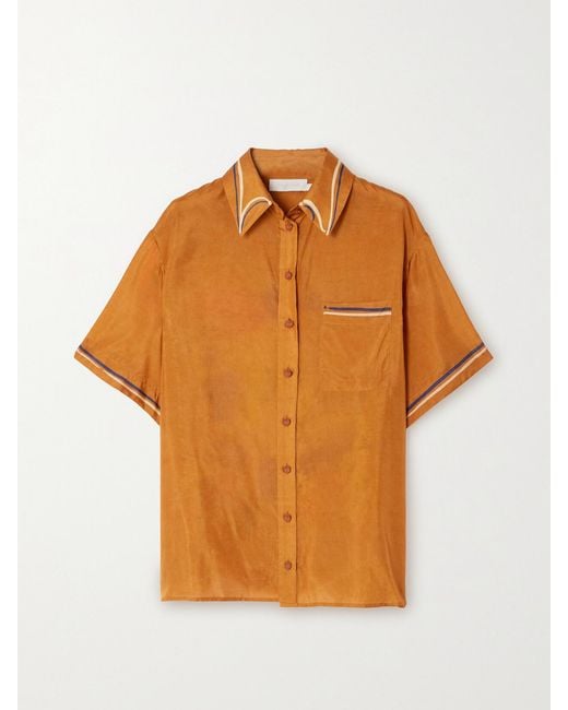 Chemise En Satin De Soie Biologique Imprimé Alight Zimmermann en coloris Orange