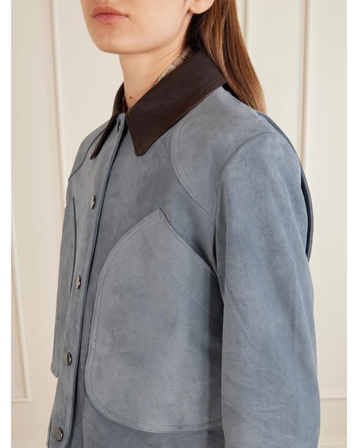 Veronica Beard Blue Walters Suede Jacket