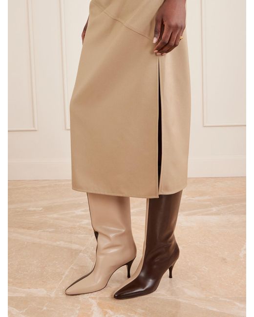 Herbert Levine Brown Two Faced 80 Color-Block Leather Boots