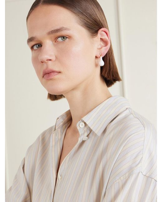 Totême White Drop Crystal-Embellished-Plated Earrings