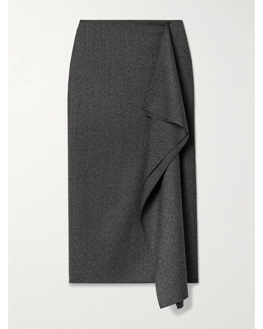 Proenza Schouler Gray Amery Draped Twill Midi Skirt