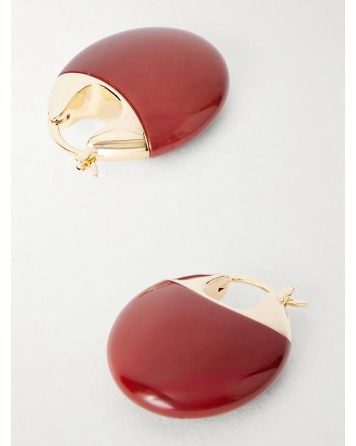 LIE STUDIO Red The Erin-Plated And Mookaite Hoop Earrings